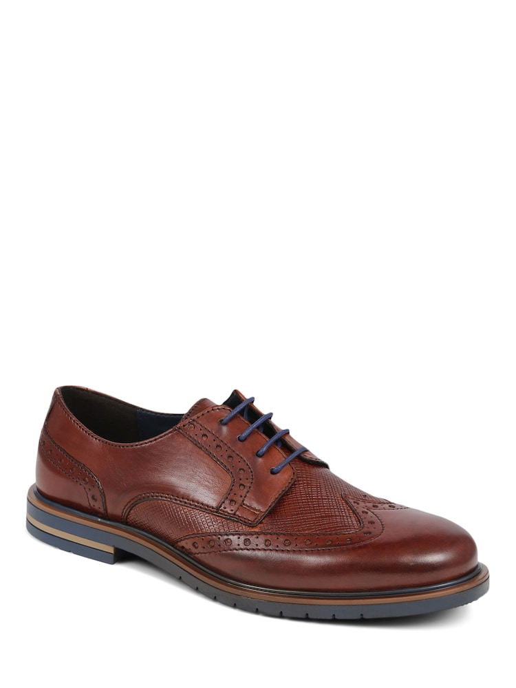 Pavers Brogues Detailed Leather Lace-Up Brown Shoes - Image 1 of 5