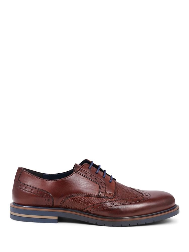 Pavers Brogues Detailed Leather Lace-Up Brown Shoes - Image 2 of 5