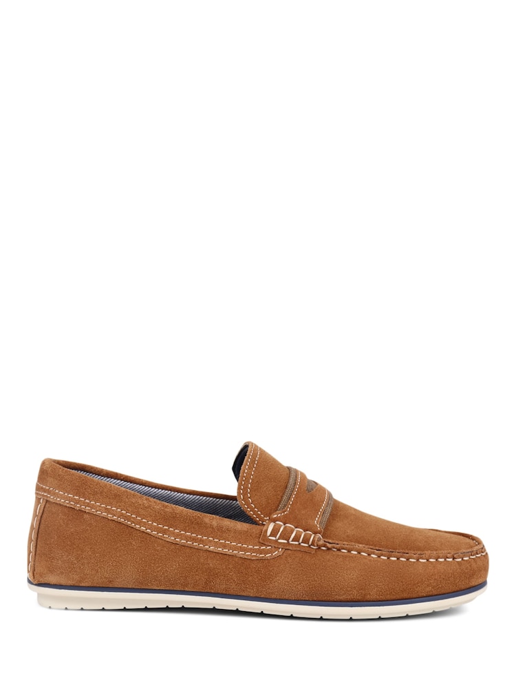 Pavers Camel Pavers Print Suede Loafers - Image 1 of 5