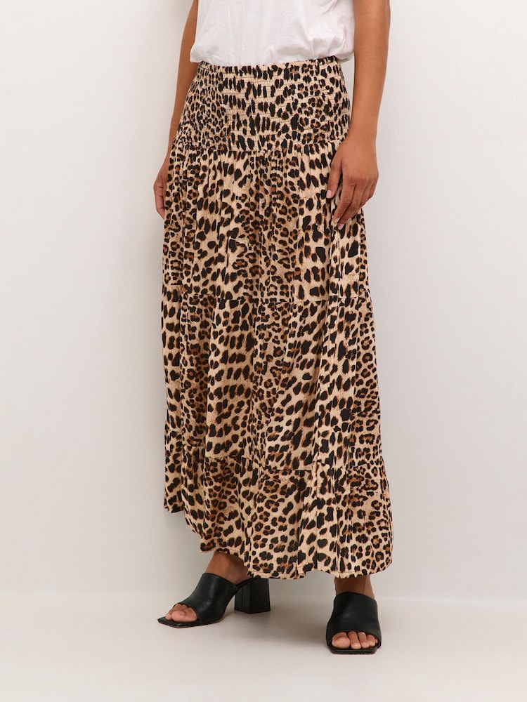 Kaffe A-Line Fit Maxi Smock Waist Black Skirt - Image 1 of 7
