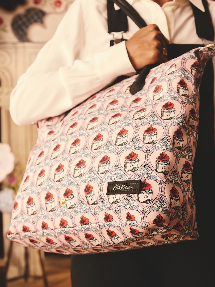 Cath Kidston Pink Paddington Hearts Foldaway Medium Tote Bag - Image 11 of 11