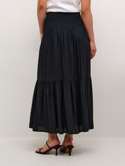 Kaffe A-Line Fit Maxi Smock Waist Black Skirt - Image 2 of 6