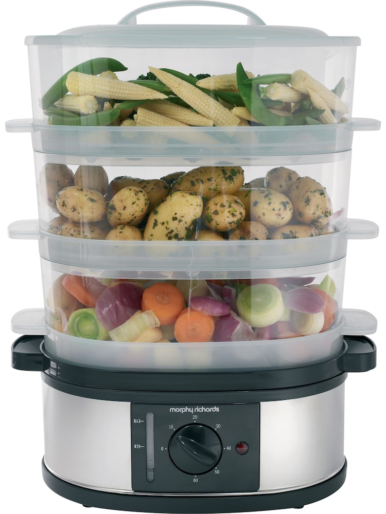 Morphy Richards Black 3 Tier Food Steamer - Image 1 of 3