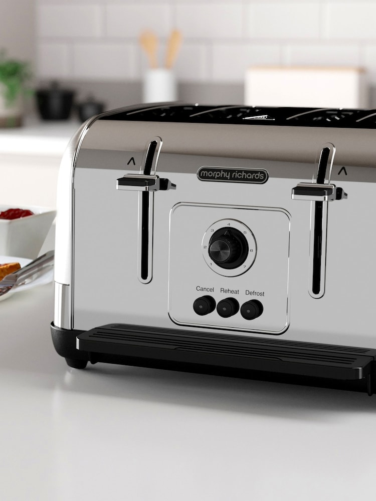 Morphy Richards Brushed Silver Venture 4 Slice Toaster - Image 1 of 4