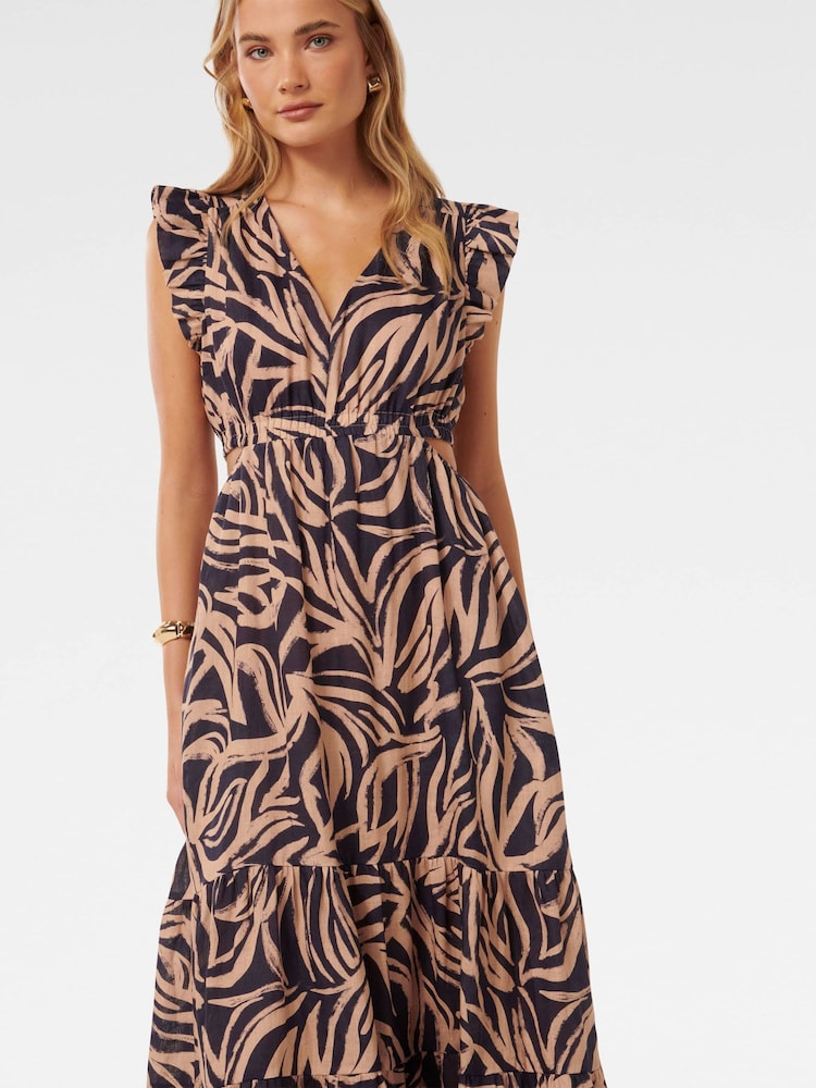 Forever New Blue Pure Linen Tobi Side Cut Out Dress - Image 2 of 4