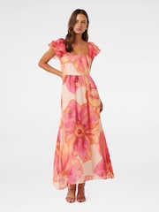 Forever New Pink Darla Flutter Sleeves Midi Dress - Image 1 of 4