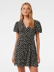 Forever New Black Pria Button Through Mini Dress - Image 1 of 5