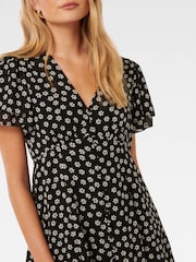 Forever New Black Pria Button Through Mini Dress - Image 2 of 5