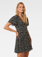 Forever New Black Pria Button Through Mini Dress - Image 3 of 5