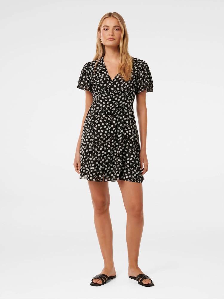 Forever New Black Pria Button Through Mini Dress - Image 5 of 5