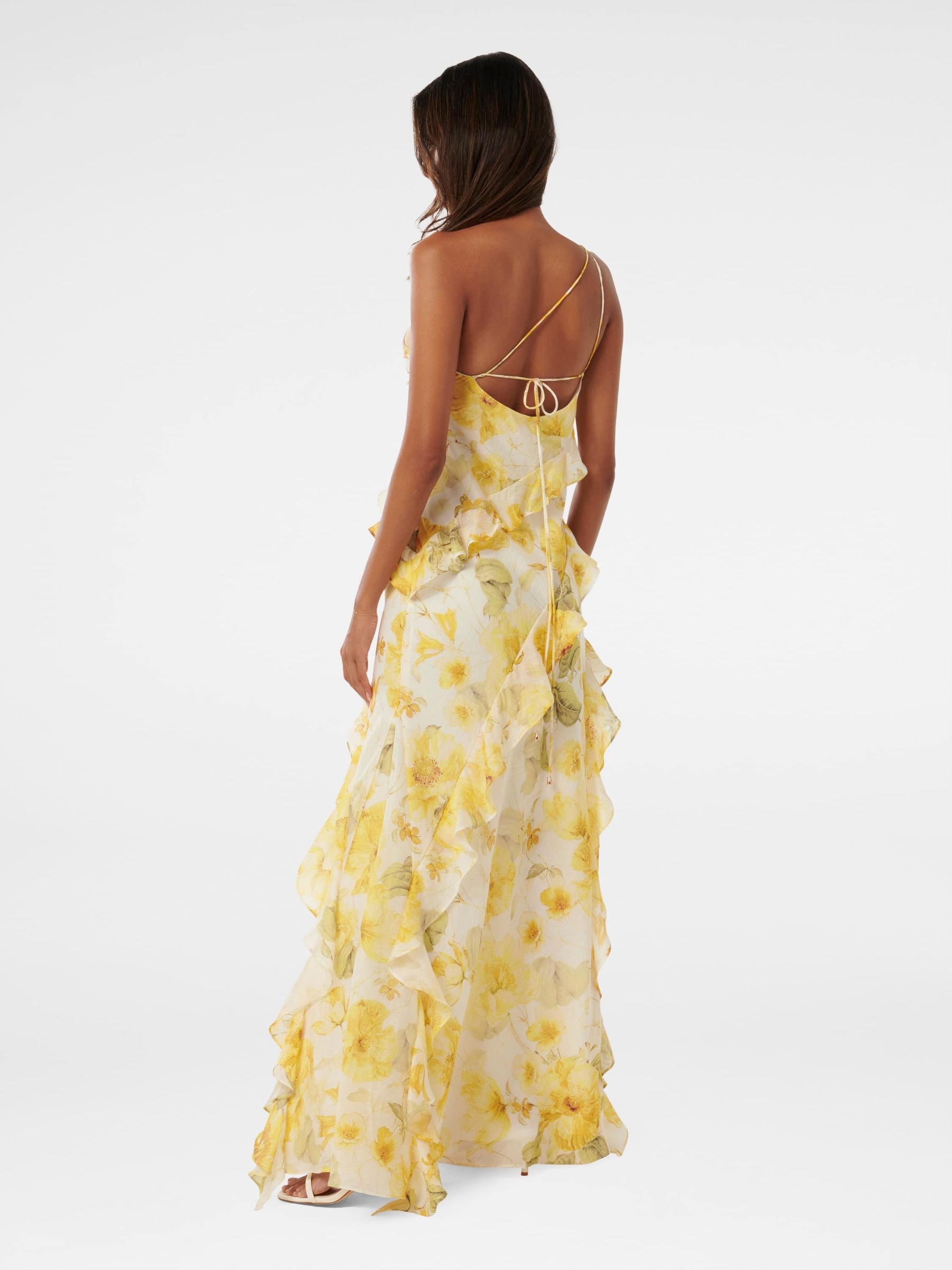 Yellow ruffle gown on sale