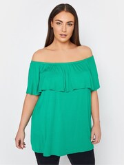 Evans Green Layered Bardot Top - Image 1 of 4