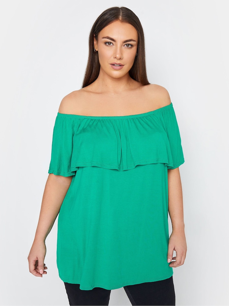 Evans Green Layered Bardot Top - Image 1 of 4