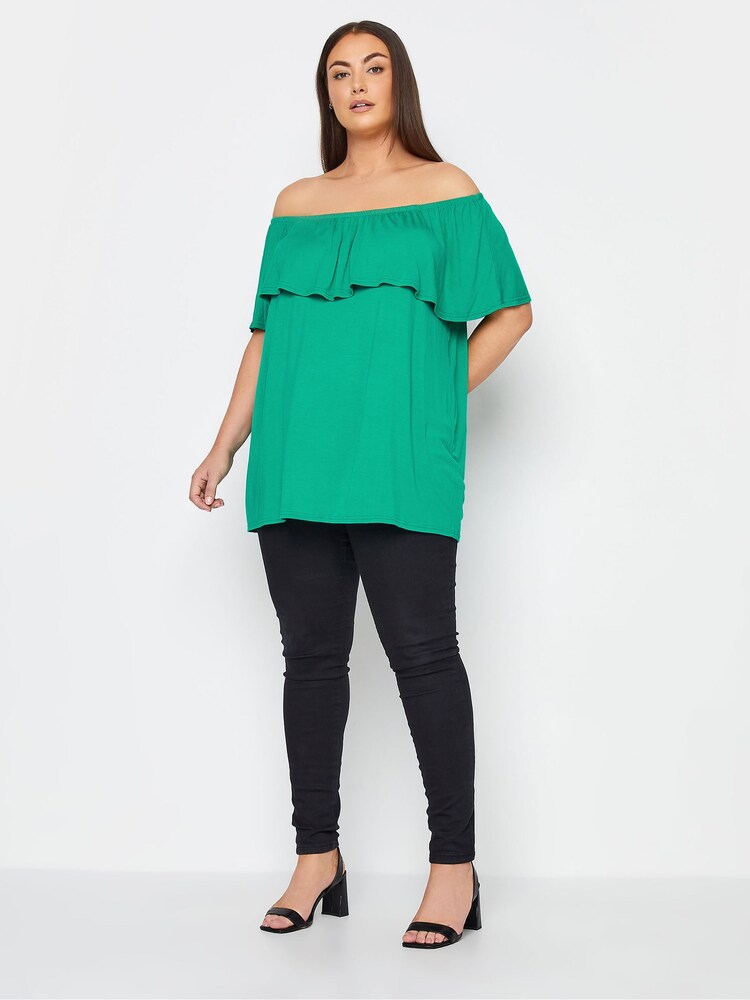 Evans Green Layered Bardot Top - Image 2 of 4