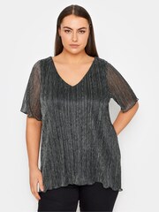 Evans Plisse Black Blouse - Image 1 of 1