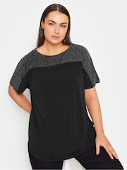 Evans Glitter Detail Black T-Shirt - Image 1 of 1