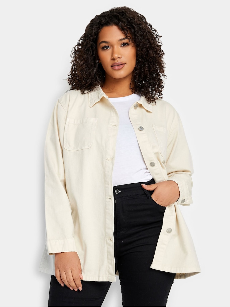 Evans 100% Cotton Denim White Shacket - Image 1 of 1