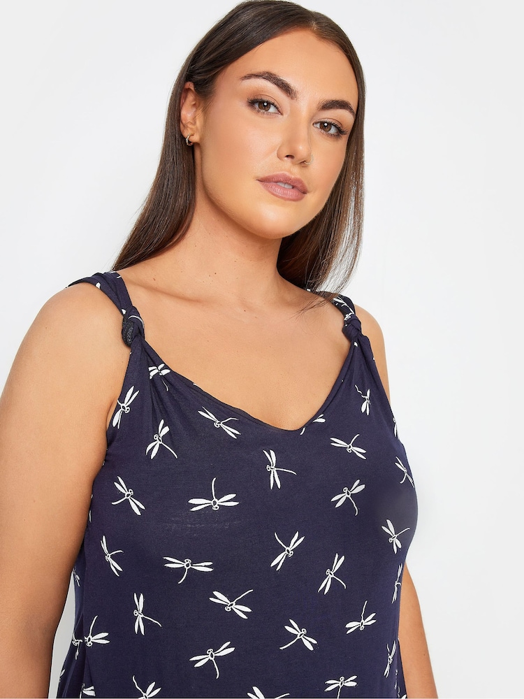Blau - Shoulder Knot Printed Vest Top - Bild 4 von 4