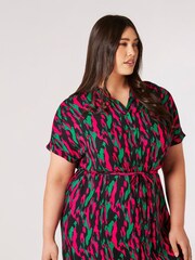Apricot Black Brushstroke Camo Maxi Shirt Dress - Image 1 of 3