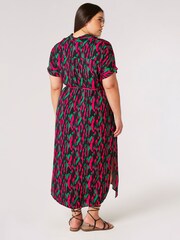 Apricot Black Brushstroke Camo Maxi Shirt Dress - Image 2 of 3
