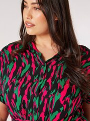 Apricot Black Brushstroke Camo Maxi Shirt Dress - Image 3 of 3