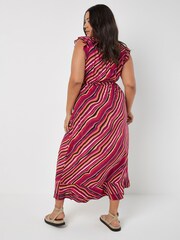 Apricot Pink Psychedelic Wave Ruffle Dress - Image 3 of 4