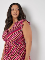 Apricot Pink Psychedelic Wave Ruffle Dress - Image 4 of 4