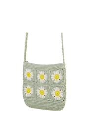 Yumi Green Handmade Crochet Patchwork 100% Cotton Bag - Image 3 of 3