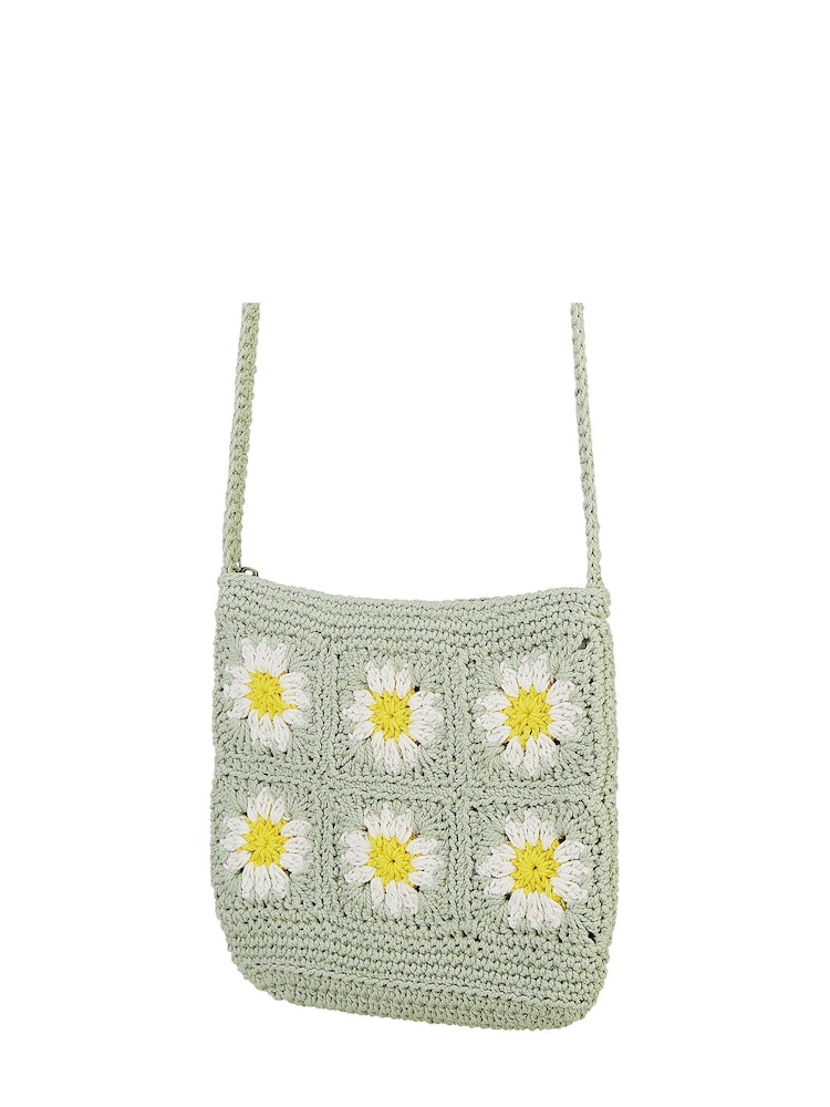 Yumi Green Handmade Crochet Patchwork 100% Cotton Bag - Image 3 of 3