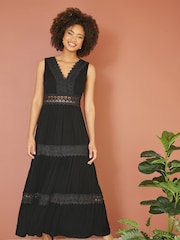 Yumi Black Lace Trim Sun Dress - Image 1 of 5