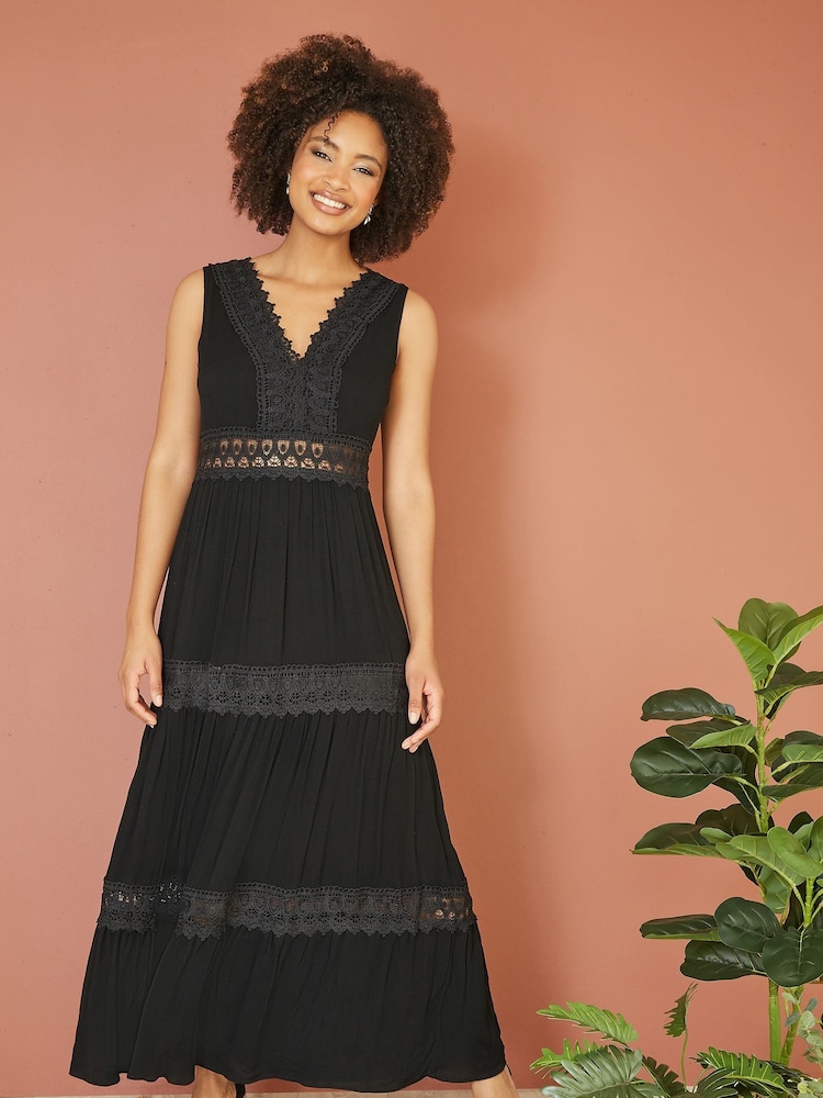 Yumi Black Lace Trim Sun Dress - Image 1 of 5
