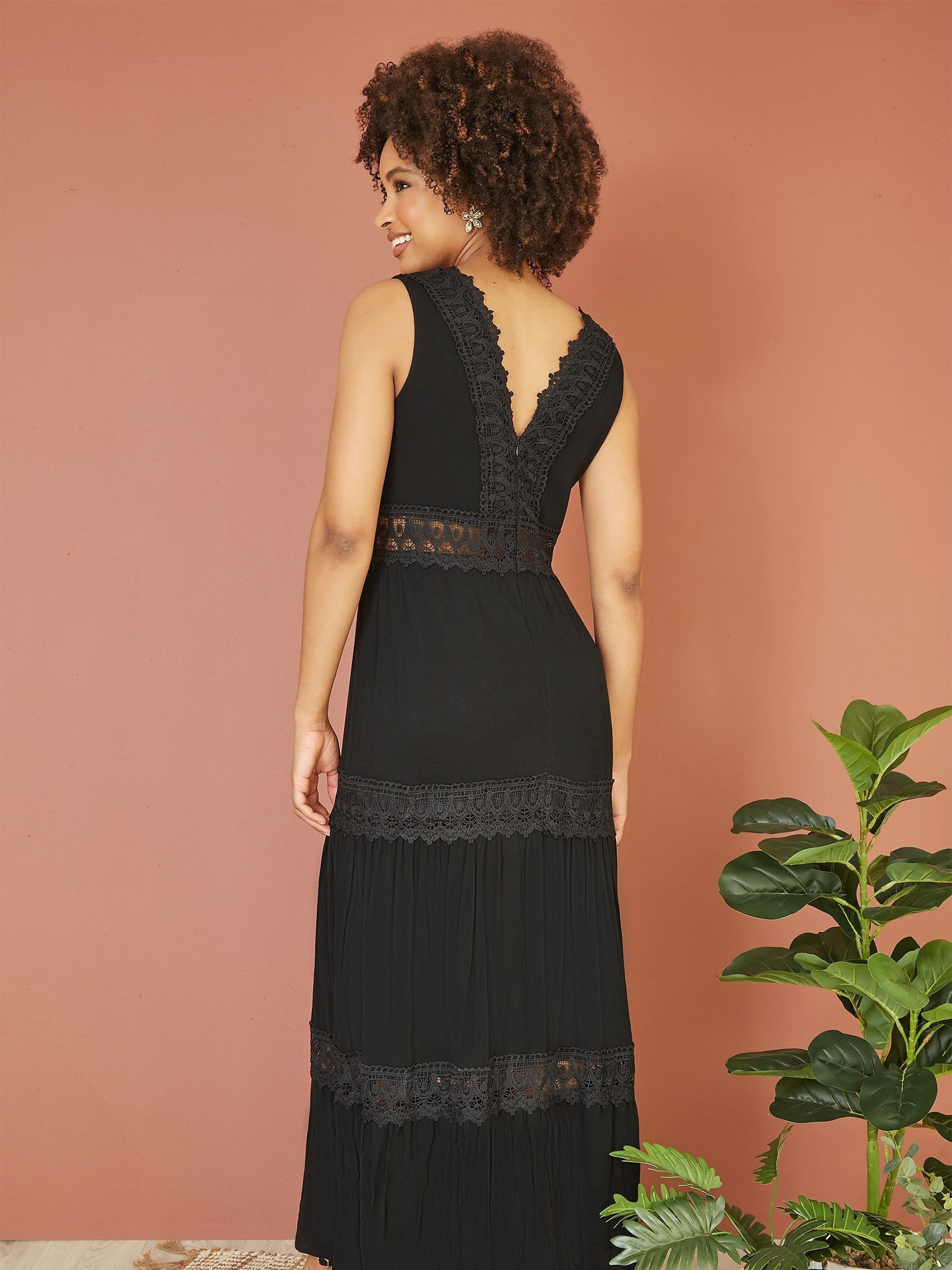 Buy Yumi Black Lace Trim Cotton Midi Sun Dress from Next USA