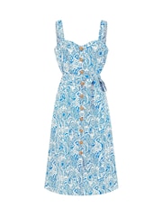 Yumi Blue Paisley Leaf Print Midi Sundress - Image 5 of 5