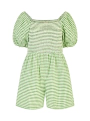 Yumi 100% Cotton Carouri Gingham Mânecă bufantă Combinezon - Imaginea 5 din 5