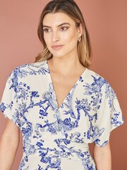 Mela White Ruched Waist Kimono Midi Dress - Image 3 of 5