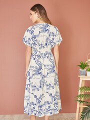Mela White Ruched Waist Kimono Midi Dress - Image 4 of 5
