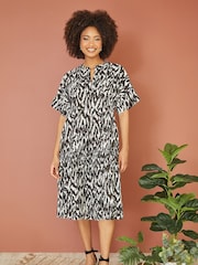 Yumi Black 100% Cotton Animal Print Tiered Tunic Dress - Image 1 of 4