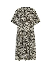 Yumi Black 100% Cotton Animal Print Tiered Tunic Dress - Image 4 of 4