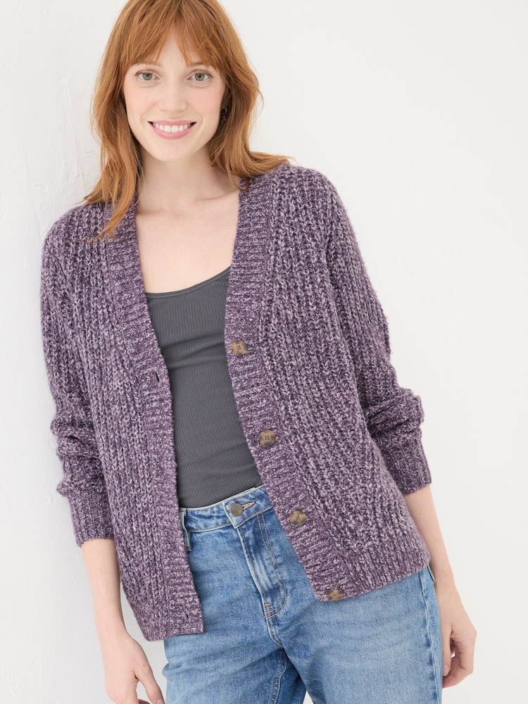 FatFace Purple Alicia Cardigan - Image 1 of 6