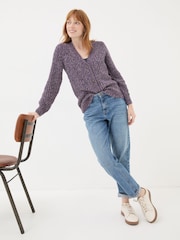 FatFace Purple Alicia Cardigan - Image 5 of 6
