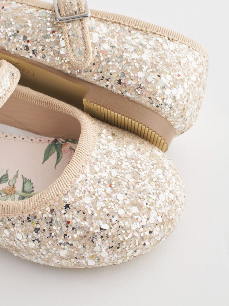 Ivory Glitter Wide Fit (G) Flower Girl Occasion Mary Jane Shoes - Image 6 of 6