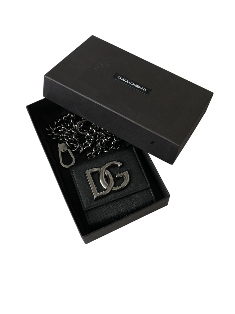 Dolce & Gabbana Mens Leather Black Wallet with Chain Strap and Logo Detailing - Image 2 of 6