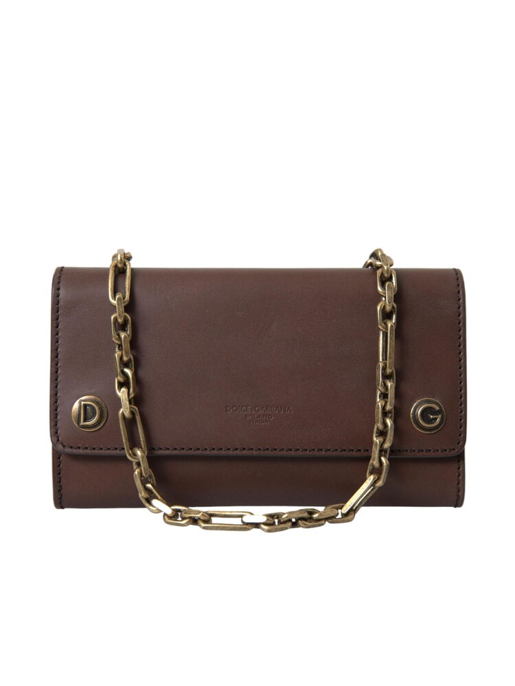 Dolce & Gabbana 100% Authentic Leather Shoulder Brown Bag with Gold Metal Detailing - Image 1 of 6