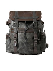 Dolce & Gabbana Green Canvas Leather Backpack with Buckle Closure and Silver Detailing - Image 1 of 6