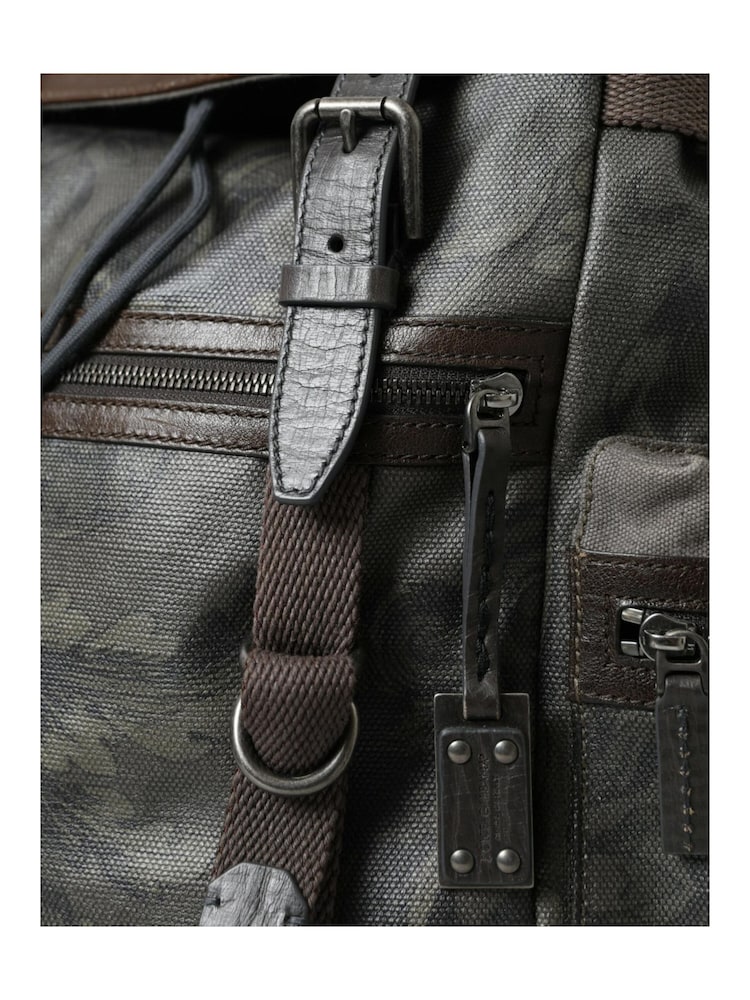 Dolce & Gabbana Green Canvas Leather Backpack with Buckle Closure and Silver Detailing - Image 6 of 6
