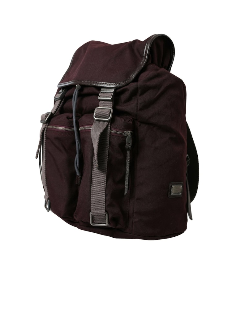 Dolce & Gabbana Maroon Nylon Leather Rucksack Backpack with Metal Detailing - Image 2 of 6