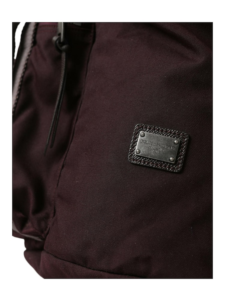 Dolce & Gabbana Maroon Nylon Leather Rucksack Backpack with Metal Detailing - Image 6 of 6