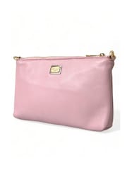 Dolce & Gabbana Pink Leather Chain Handle Floral Embroidered Clutch - Image 2 of 6