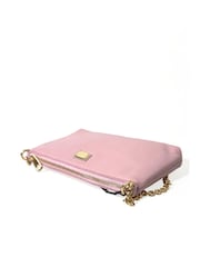 Dolce & Gabbana Pink Leather Chain Handle Floral Embroidered Clutch - Image 4 of 6