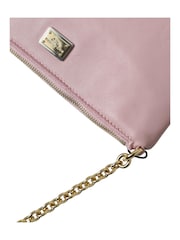 Dolce & Gabbana Pink Leather Chain Handle Floral Embroidered Clutch - Image 5 of 6
